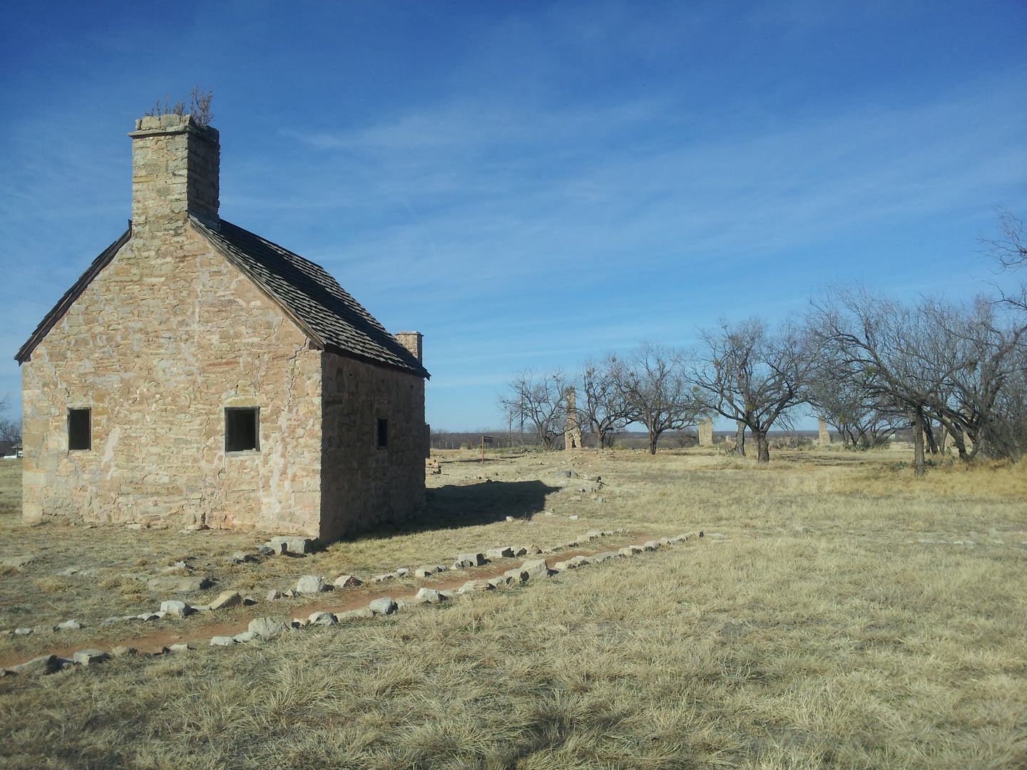 Stone guard house ruins at Fort Phantom Hill, Jones County, Texas, photographed in 2014