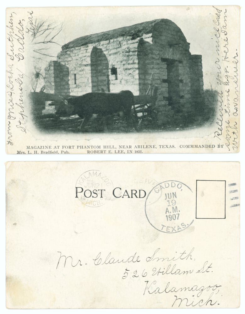 Historic stone magazine building at the ruins of Fort Phantom Hill near Lake Fort Phantom Hill, north of Abilene in Jones County, Texas