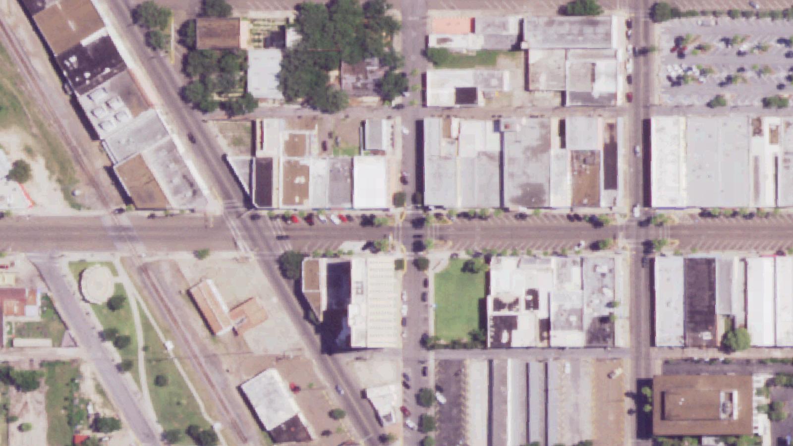 Aerial survey view of Frank's Collection & Antiques (Former Palm Hotel)