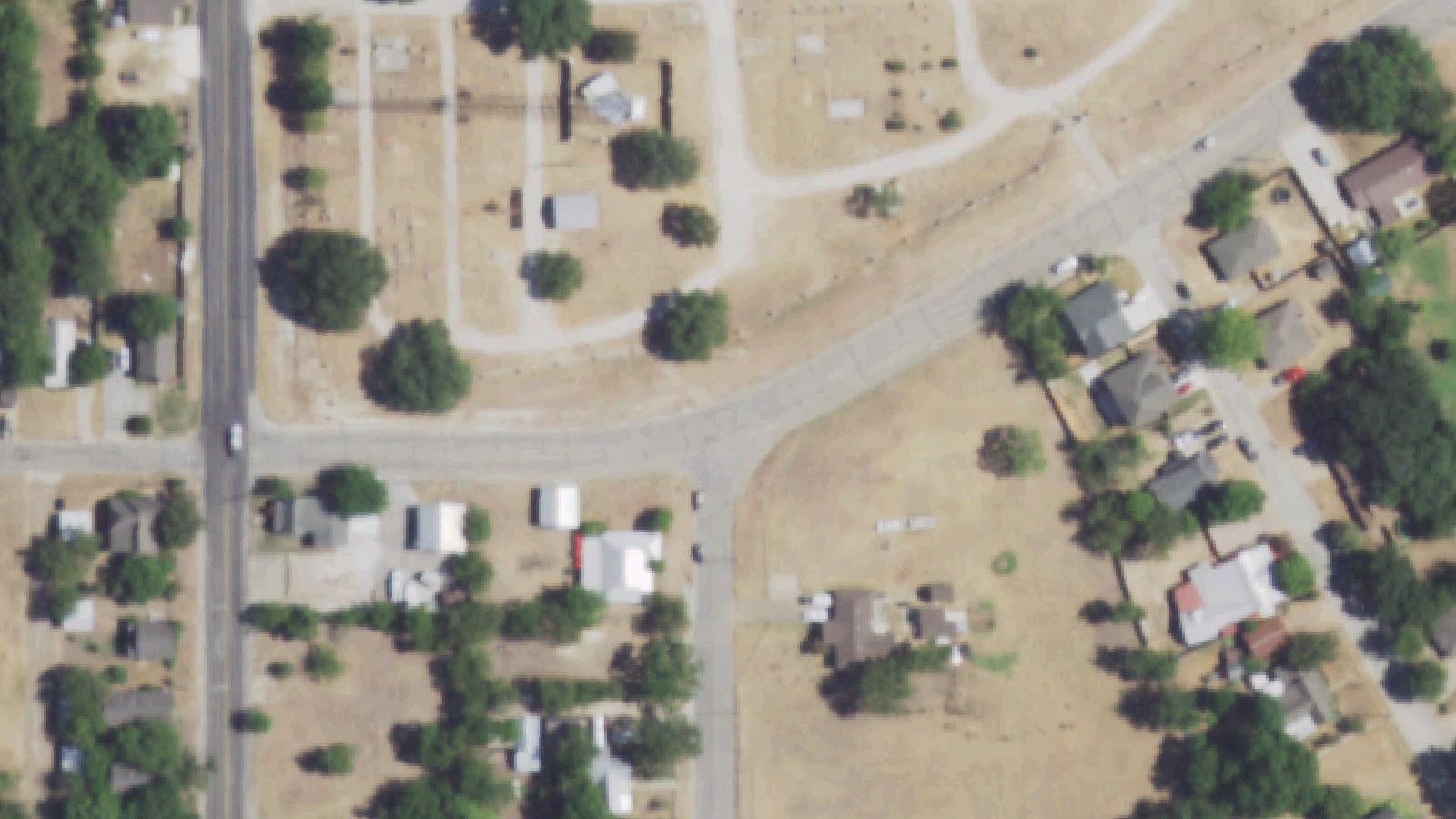 Aerial survey view of Granbury City Cemetery (Jesse James Grave Site)