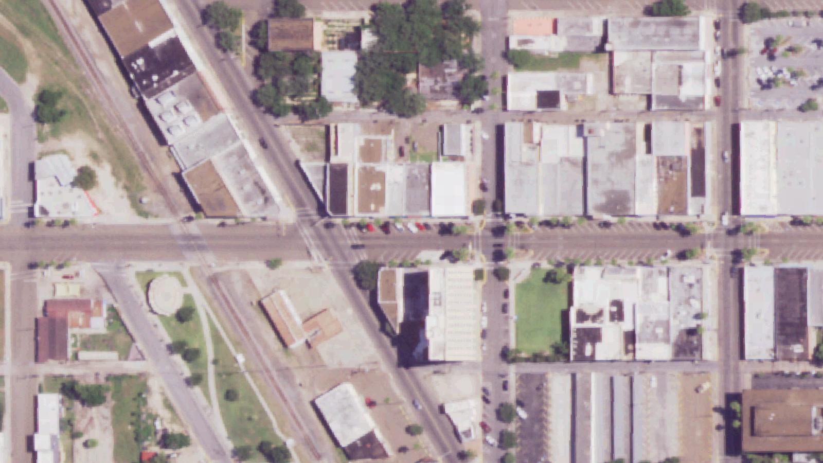 Aerial survey view of Grimsell Seed Store (Arcadia Theater Site)