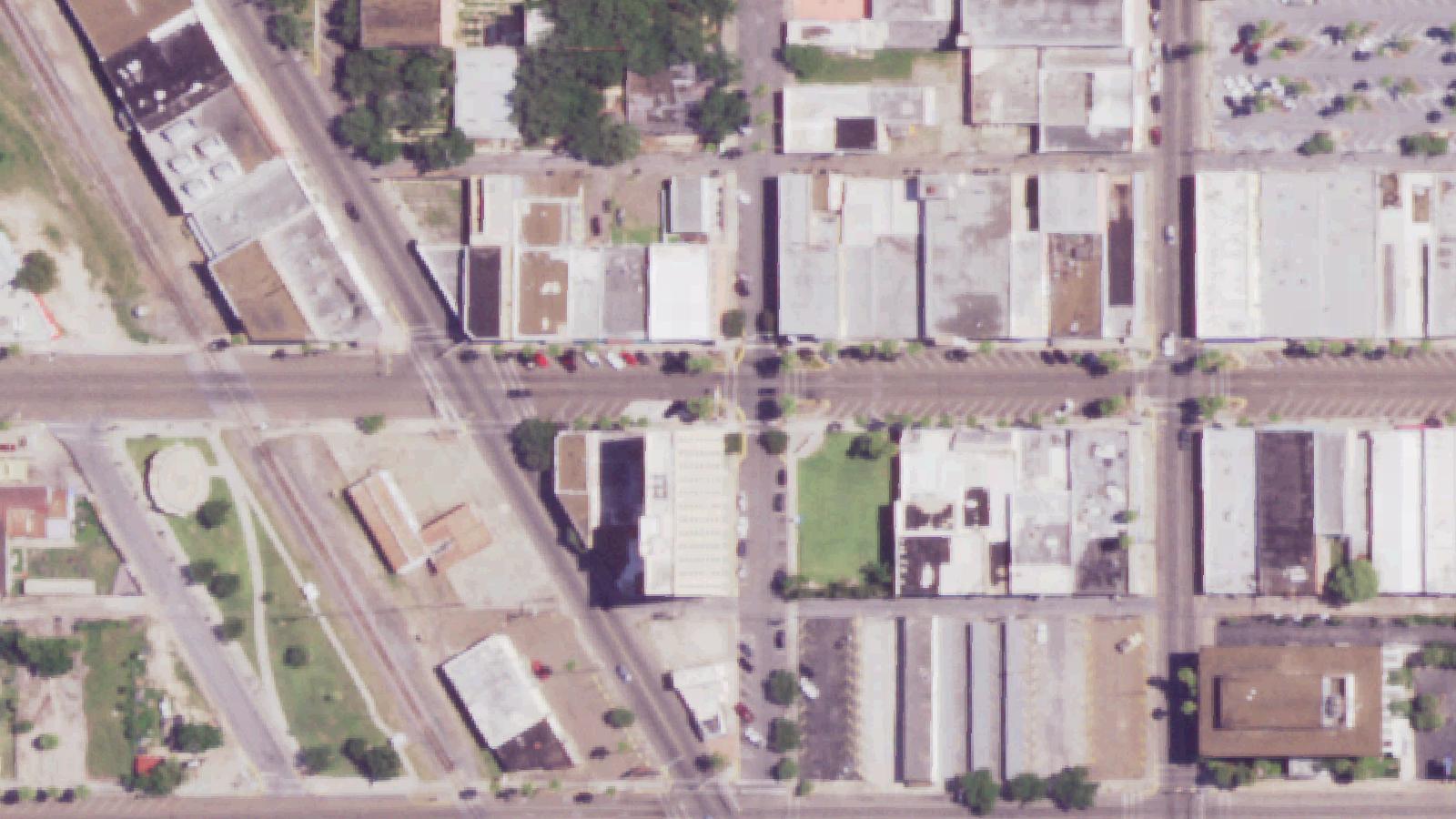 Aerial survey view of Harlingen Downtown 1915 Building (209 W Jackson)