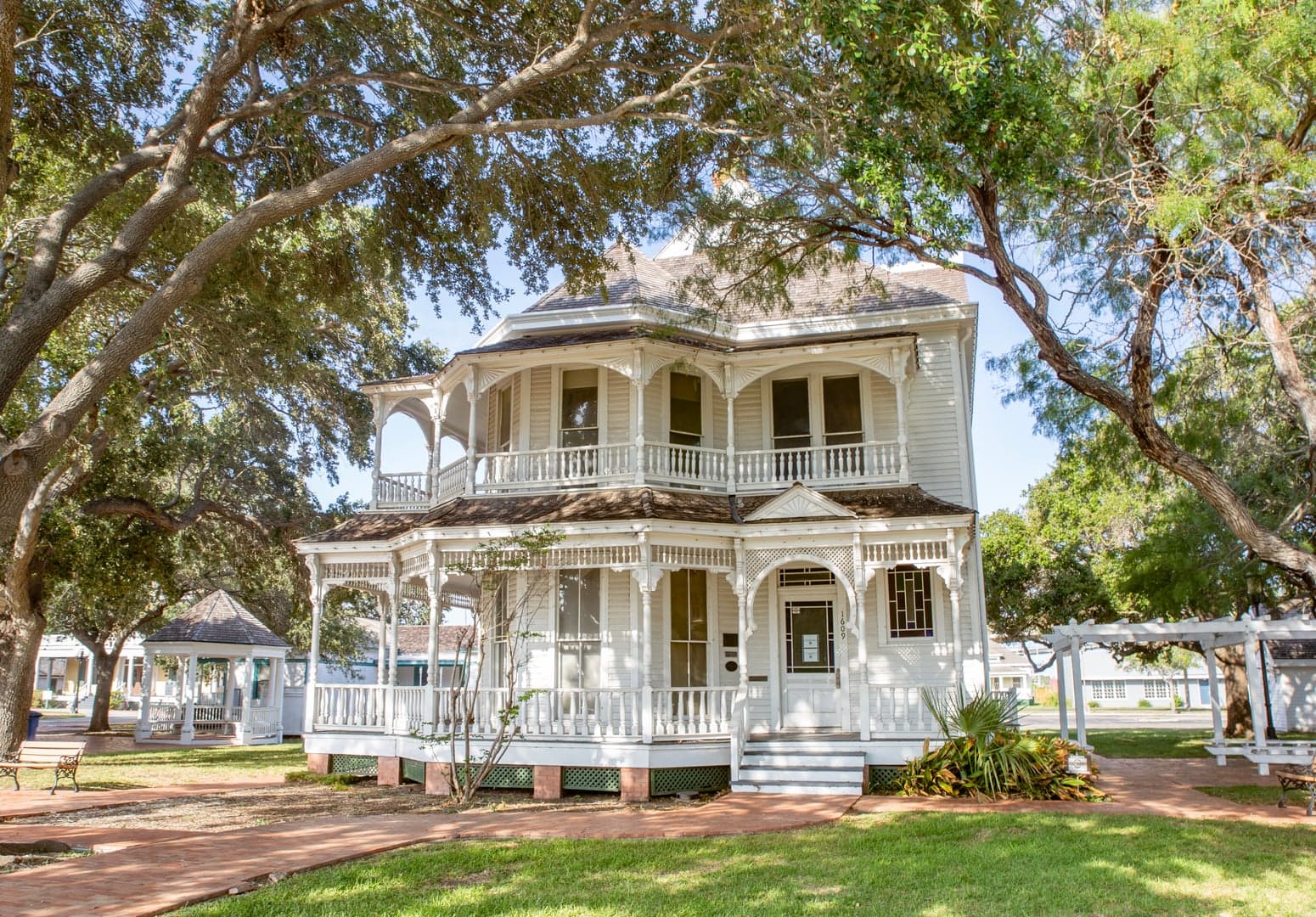 Charlotte Sidbury House, an 1883 Victorian wooden home and centerpiece of Heritage Park in Corpus Christi, Texas