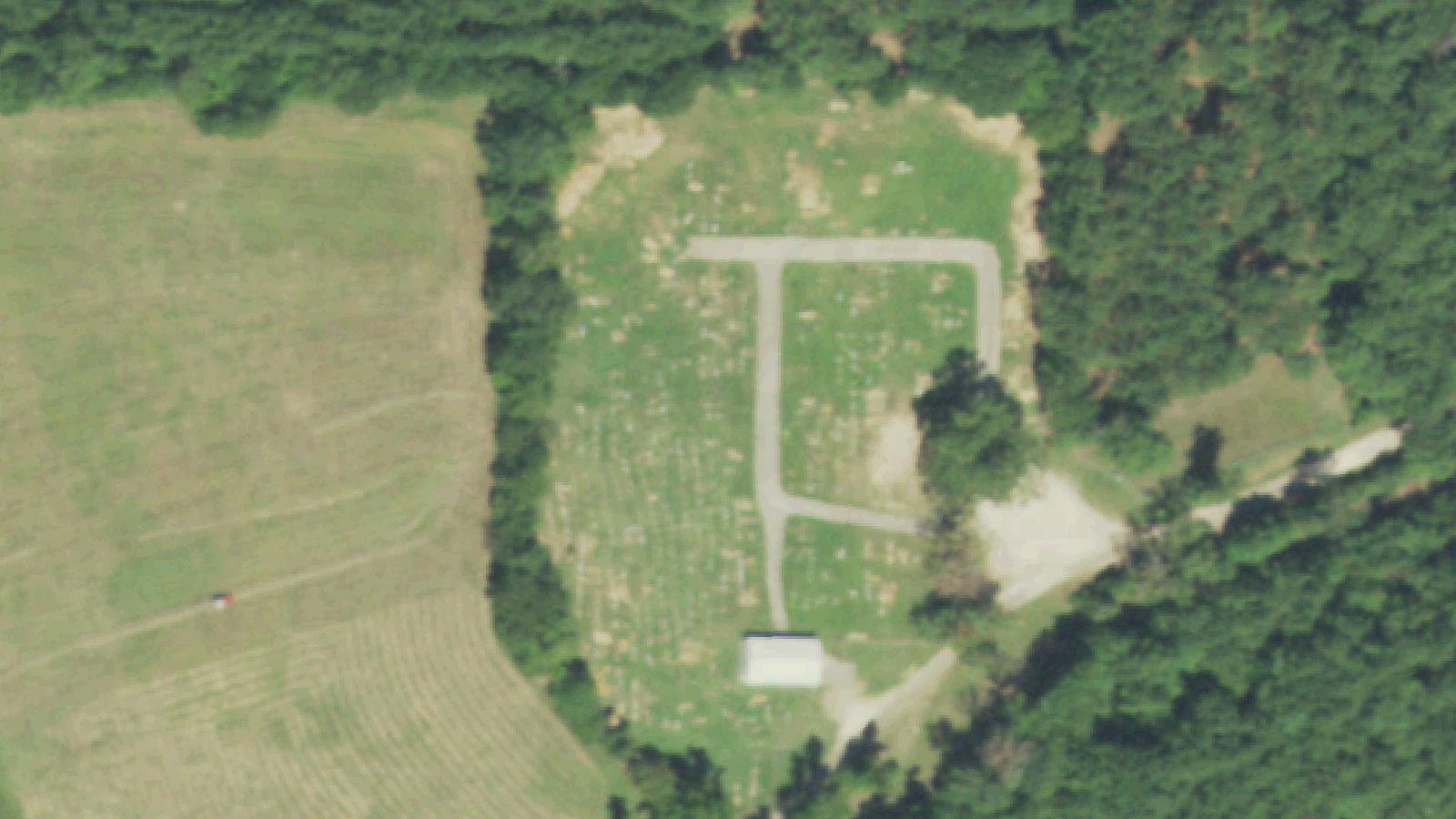 Aerial survey view of Largent Cemetery