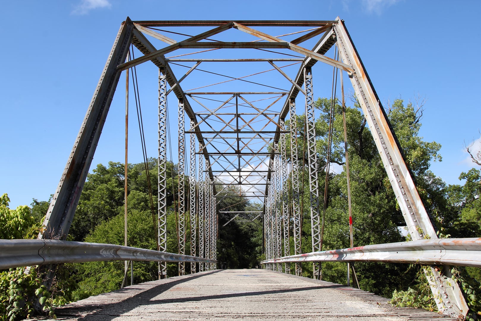 Historic 1914 Maxdale Bridge in Bell County, Texas, a single-span pedestrian bridge near Maxdale Cemetery