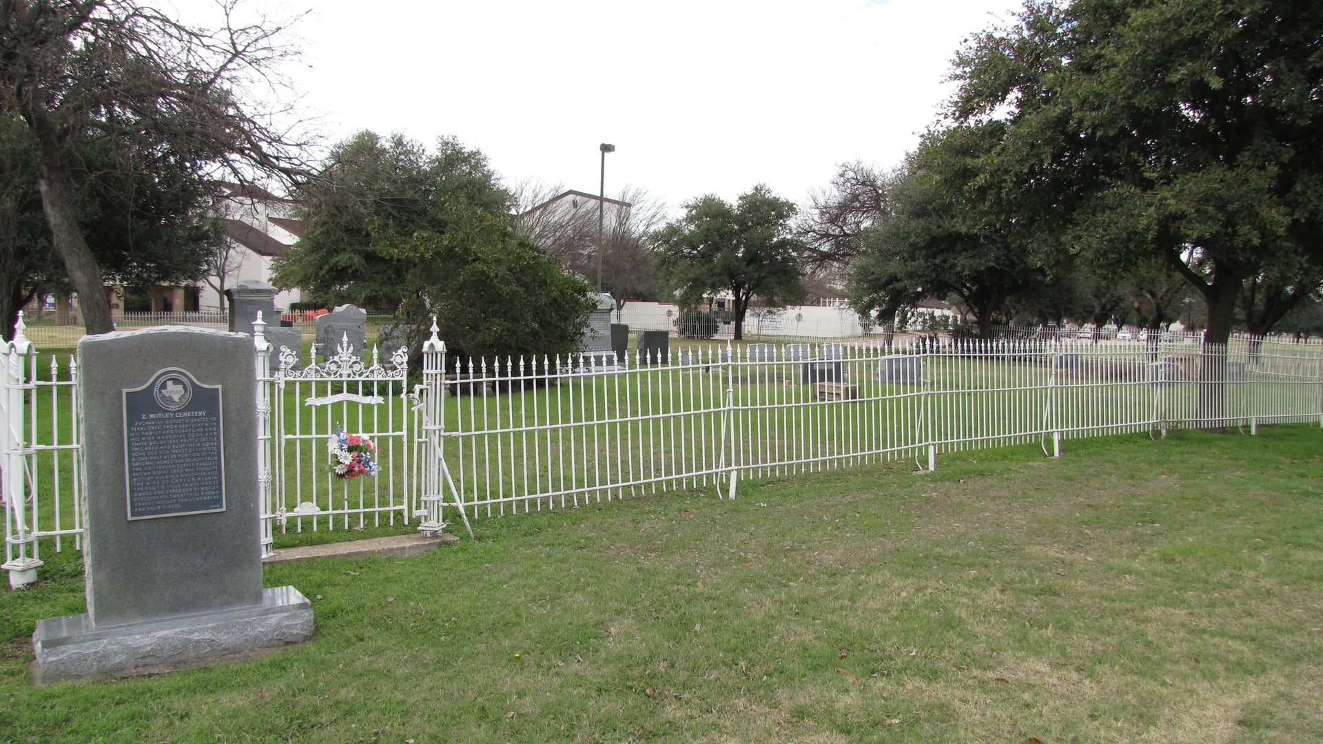 Z. Motley Cemetery historical marker on the Dallas College Eastfield campus grounds, Mesquite, Texas