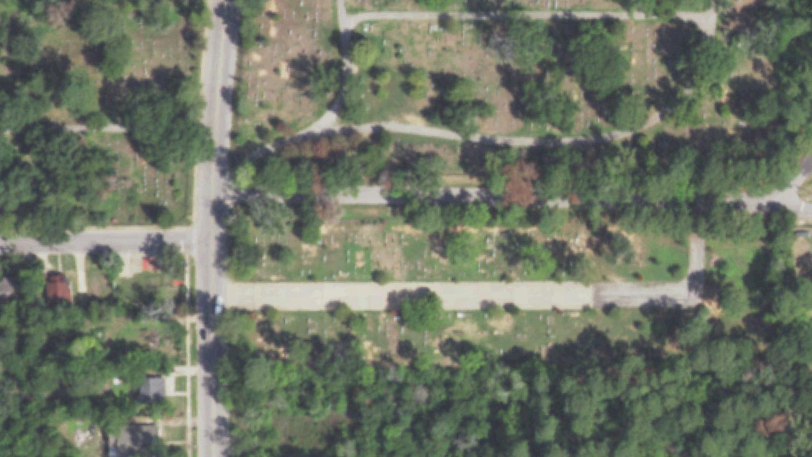 Aerial survey view of Oakwood Cemetery (Huntsville)