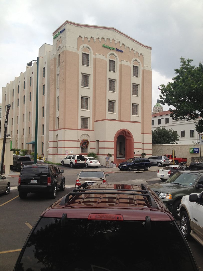 Holiday Inn Express Riverwalk in downtown San Antonio, the 1878 stone-and-brick building that served as the Bexar County Jail until 1962.