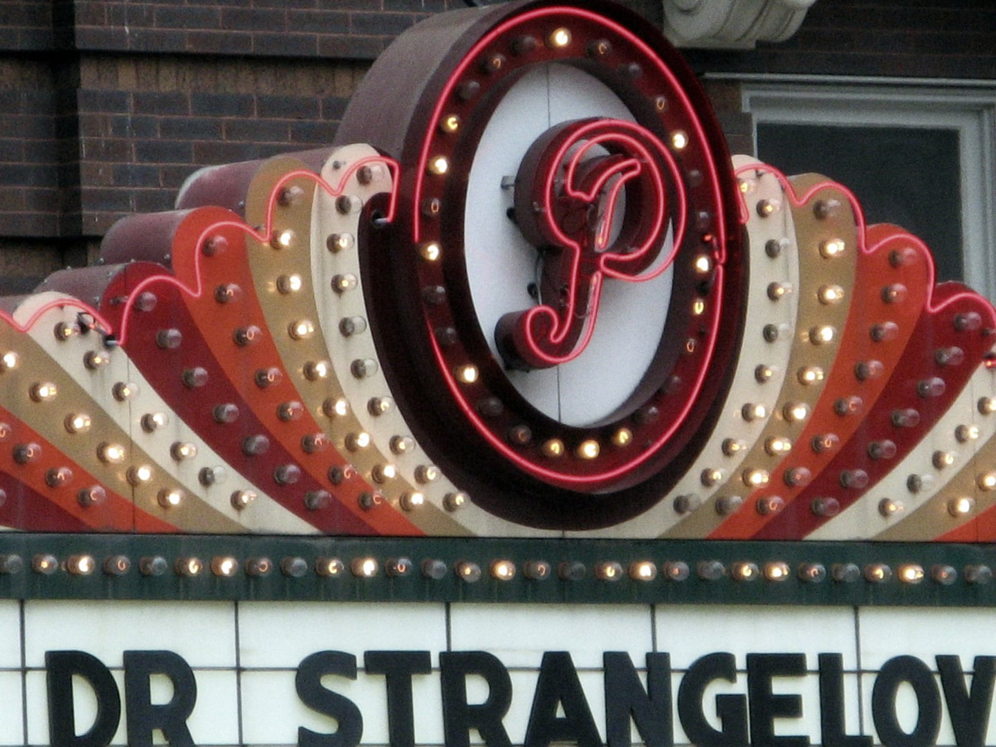 Vertical PARAMOUNT marquee on the 1915 Congress Avenue theater facade in downtown Austin