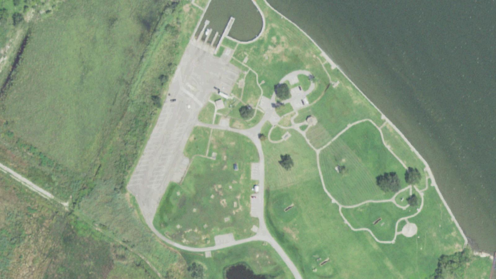 Aerial survey view of Sabine Pass Battleground State Historic Site