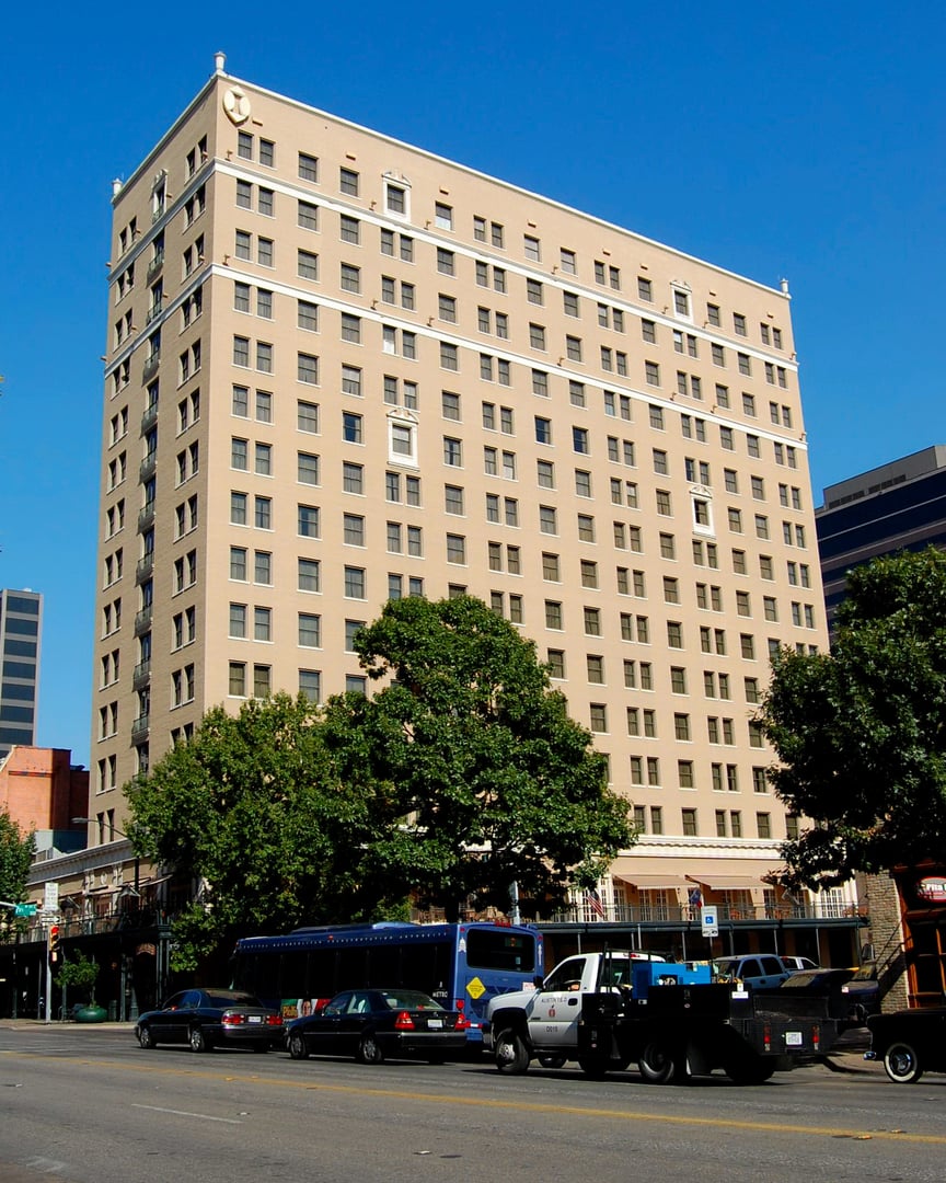The Stephen F. Austin Hotel at 701 Congress Avenue in downtown Austin, Texas, photographed in November 2007 — Austin's first high-rise, opened in 1924