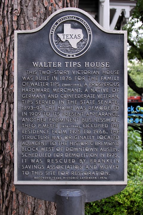 Victorian-era two-story Walter Tips House at 2336 South Congress Avenue in South Austin