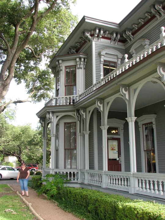 The side porch and corner turret of the Walter Tips House, Austin, Texas, 2008.