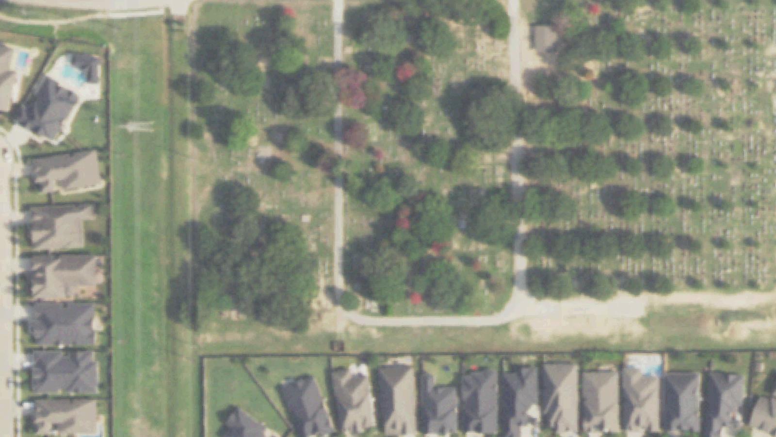 Aerial survey view of The Witch's Grave — Katy Magnolia Cemetery
