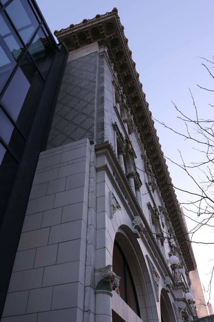 Exterior facade of the Capitol Theatre at 50 West 200 South in Salt Lake City, Utah, showing the Italian Renaissance Revival architecture