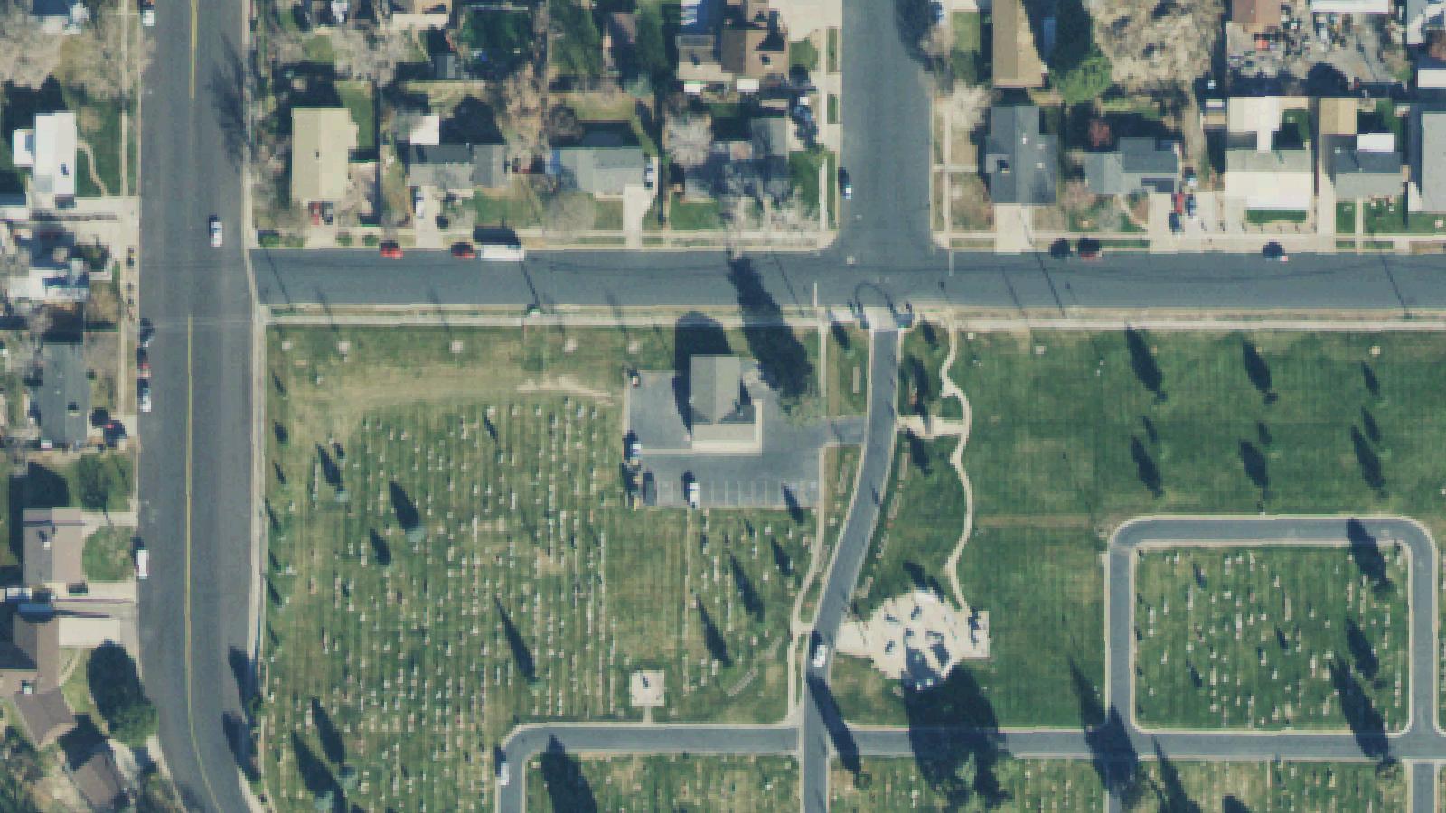 Aerial survey view of Spanish Fork City Cemetery