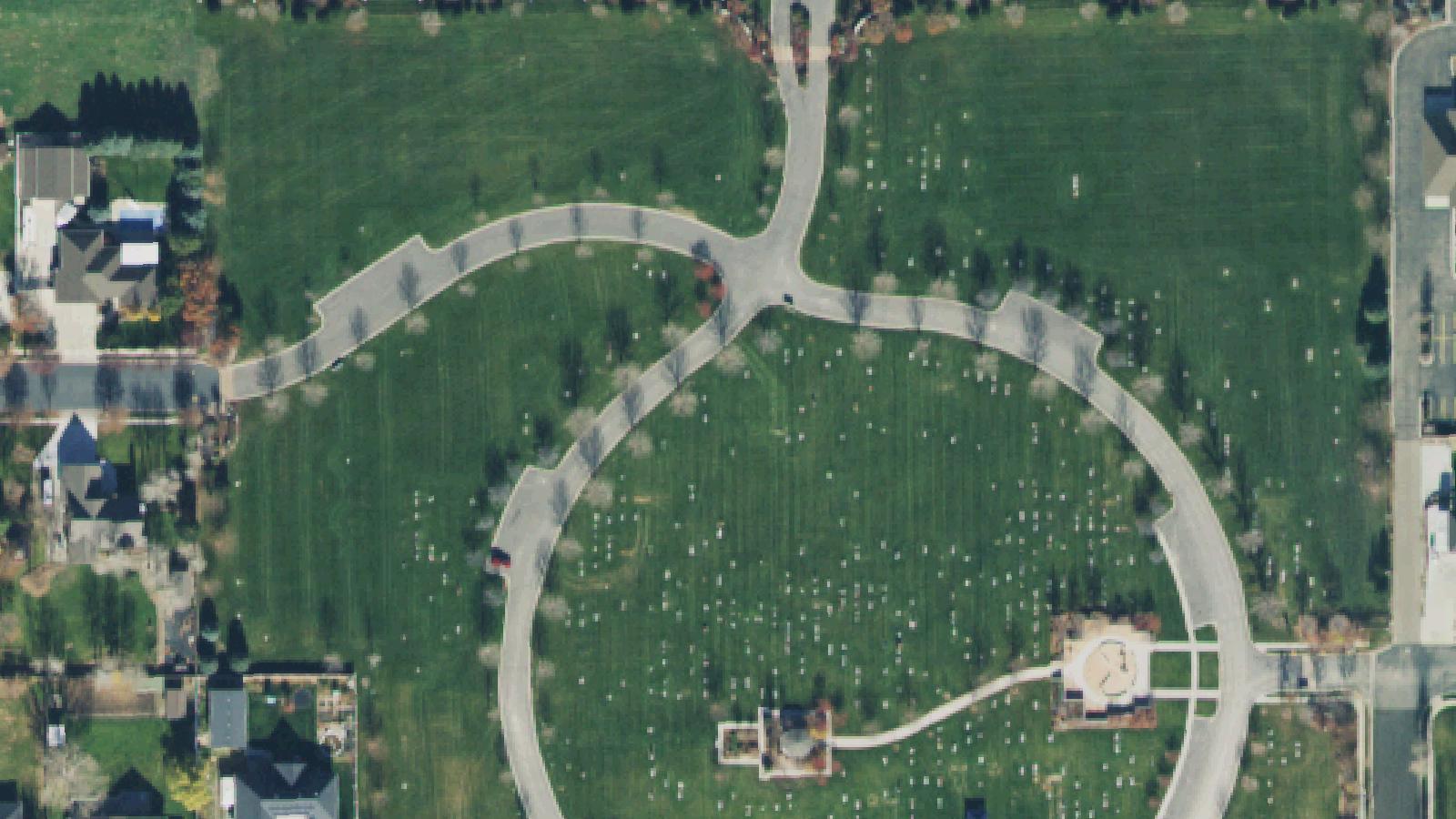 Aerial survey view of Highland City Cemetery