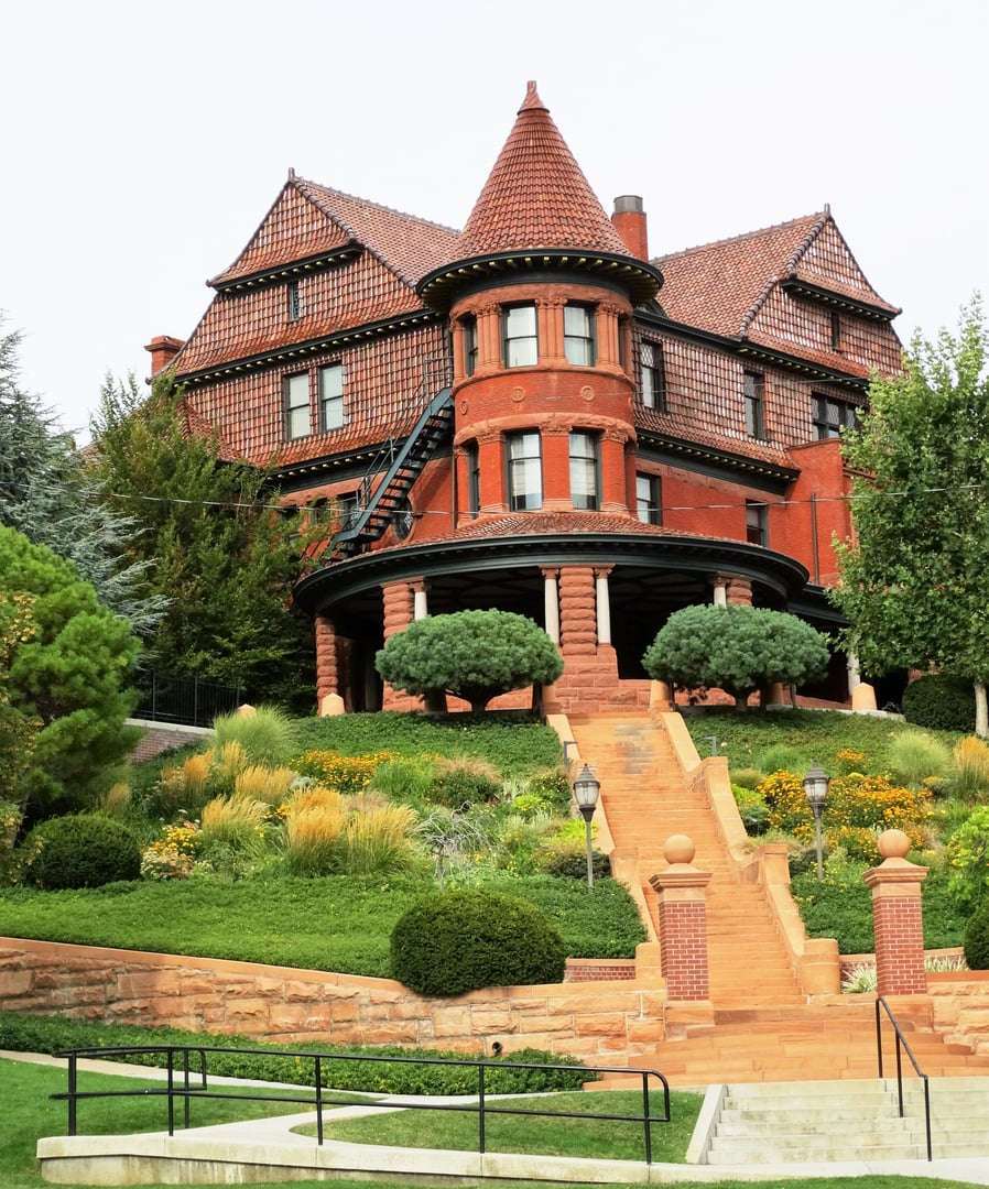 Gothic Revival exterior of the 1901 Alfred McCune Home (McCune Mansion) in Salt Lake City, Utah