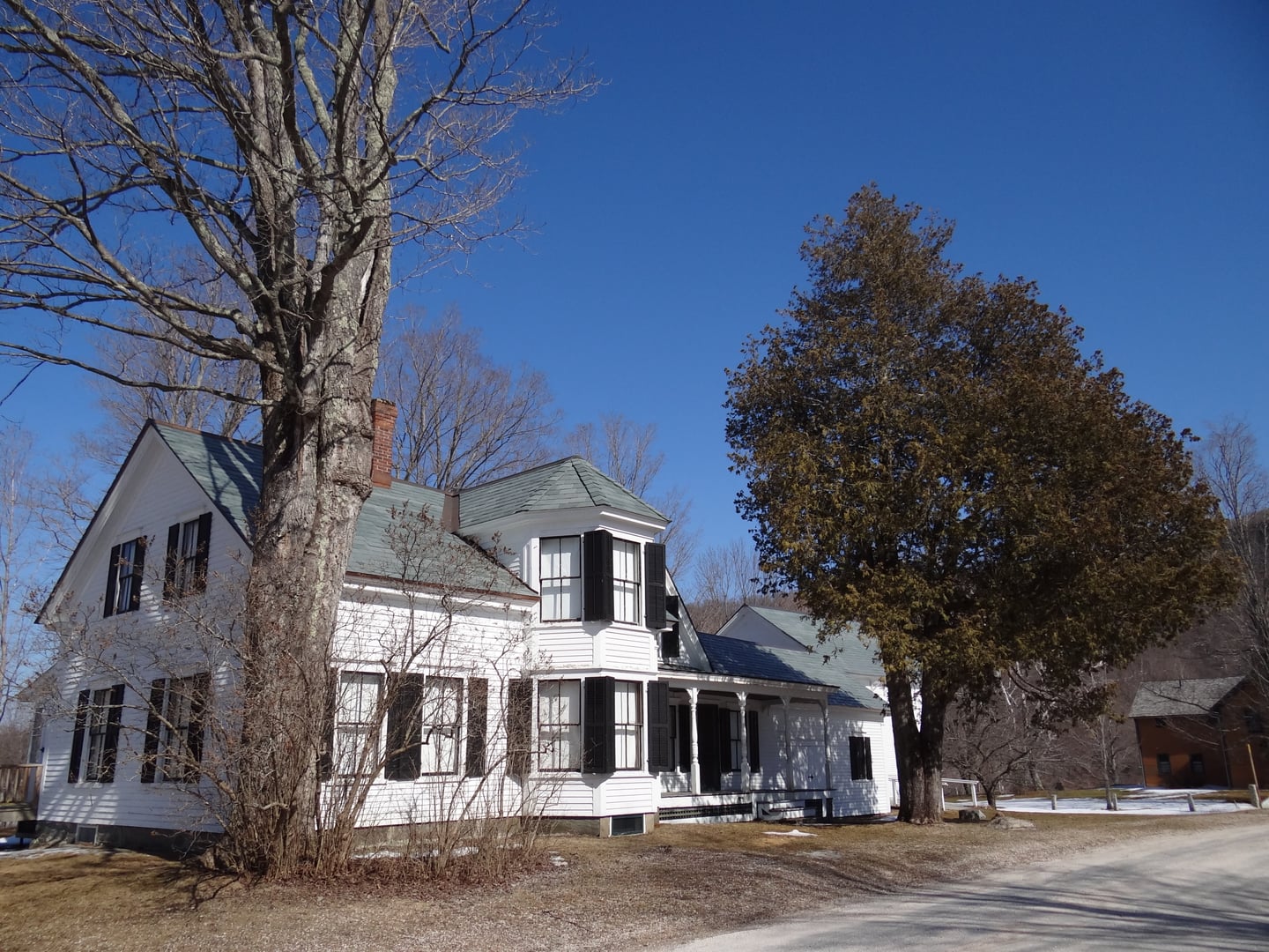 Exterior of Calvin Coolidge's boyhood home in Plymouth Notch, Vermont, where he took the presidential oath of office in 1923