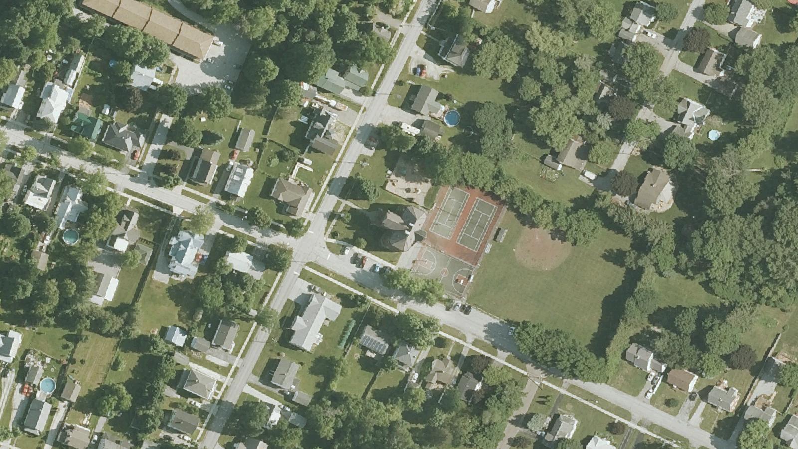 Aerial survey view of Old Barlow Street School