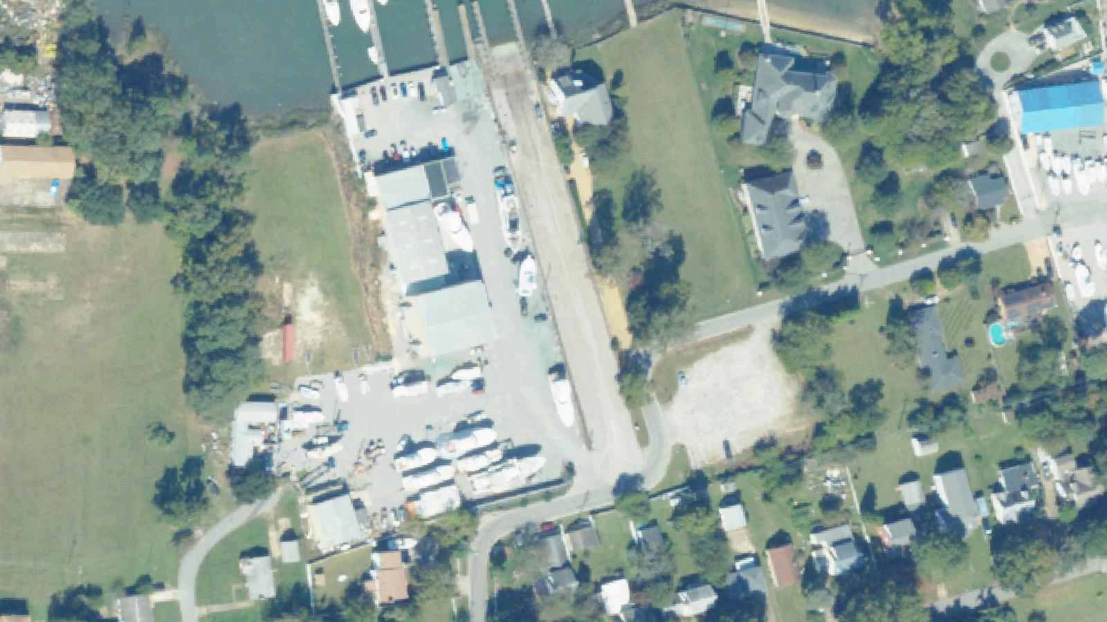 Aerial survey view of Blackbeard's Point (Mill Point Park)