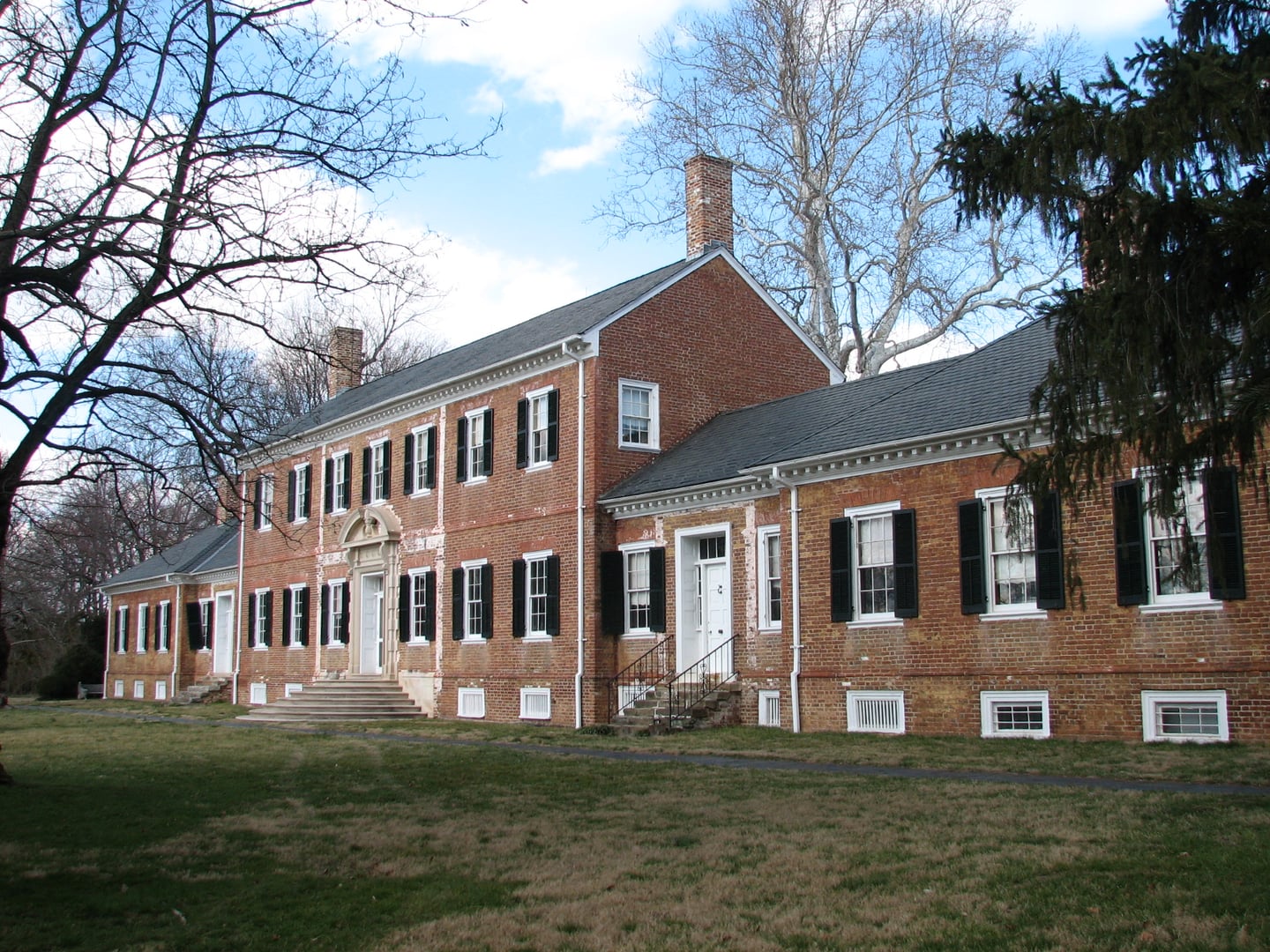 The Georgian-style brick Chatham Manor on the Rappahannock River in Falmouth, Stafford County, Virginia, completed in 1771