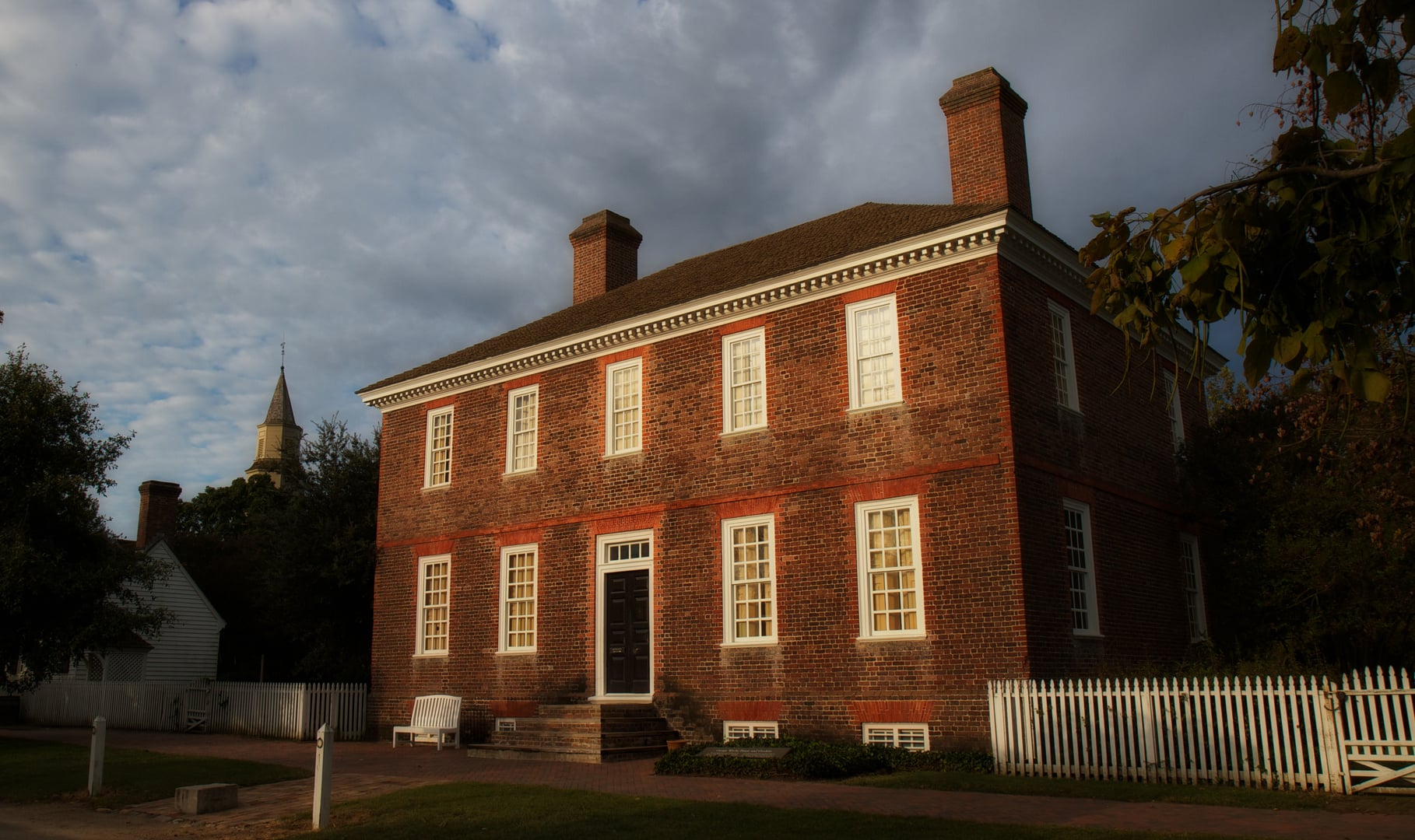 Georgian brick George Wythe House on the Palace Green in Colonial Williamsburg, Virginia