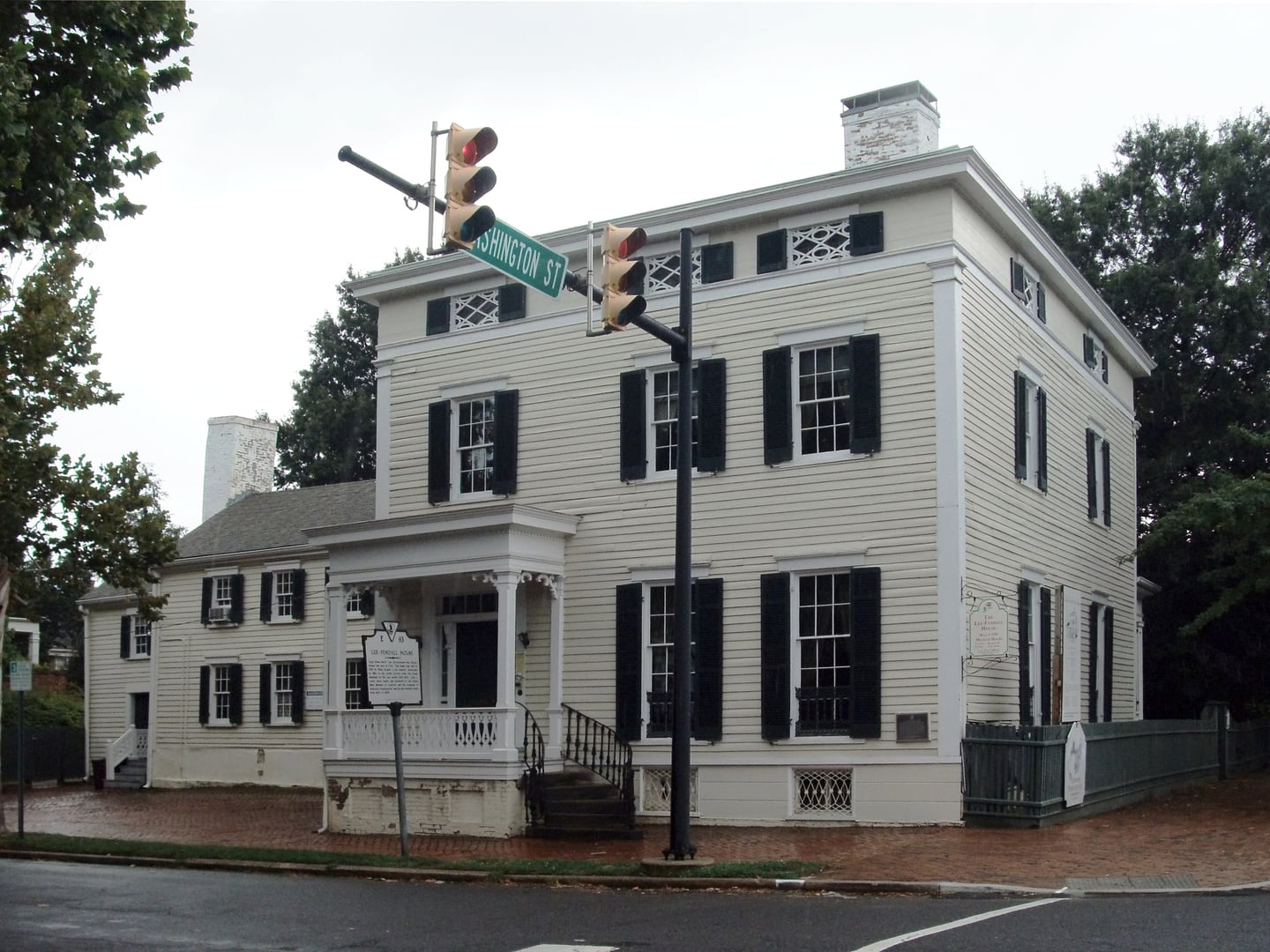Street view of the 1785 Lee-Fendall House on Oronoco Street in Old Town Alexandria, Virginia