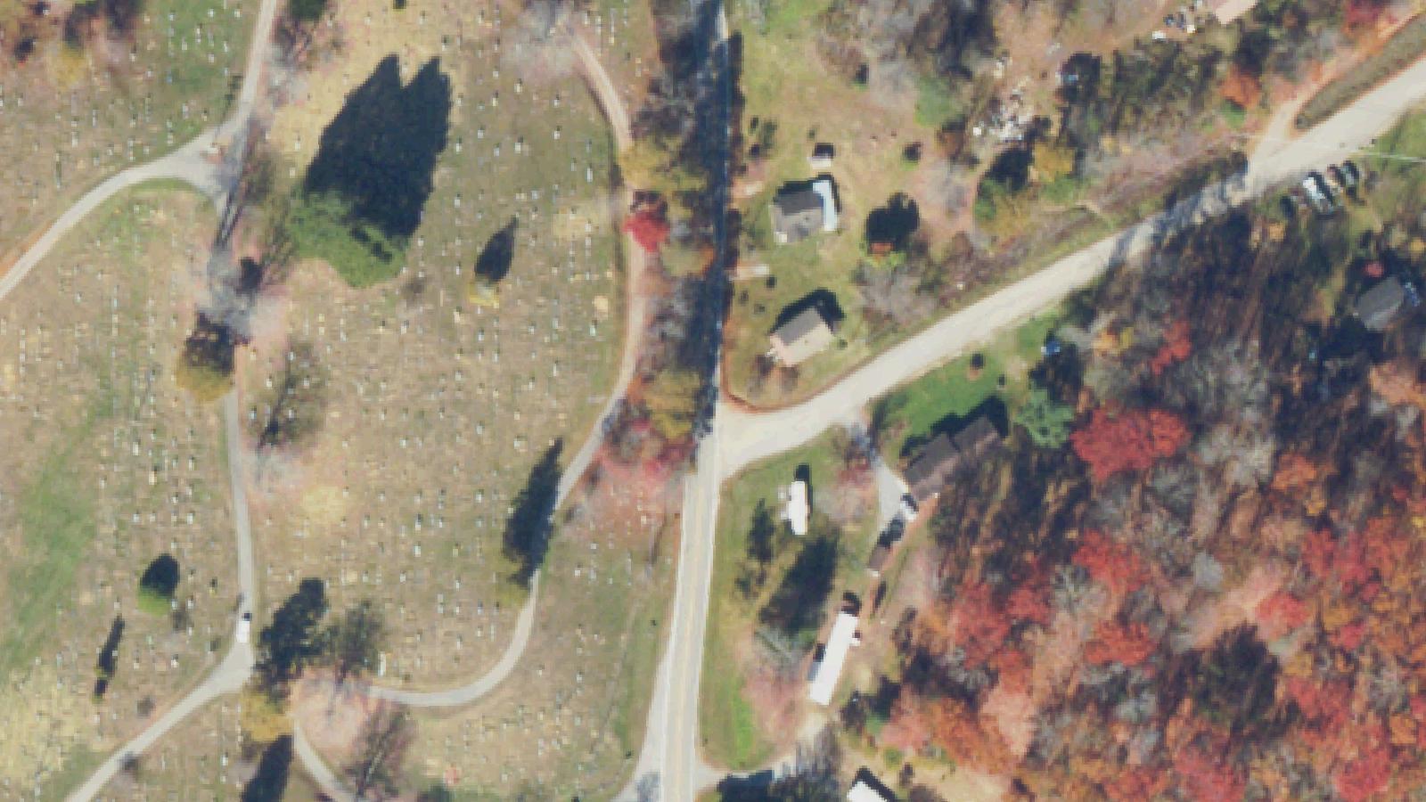 Aerial survey view of Ramsey Cemetery (Laurel Grove Cemetery, Ramsey Section)