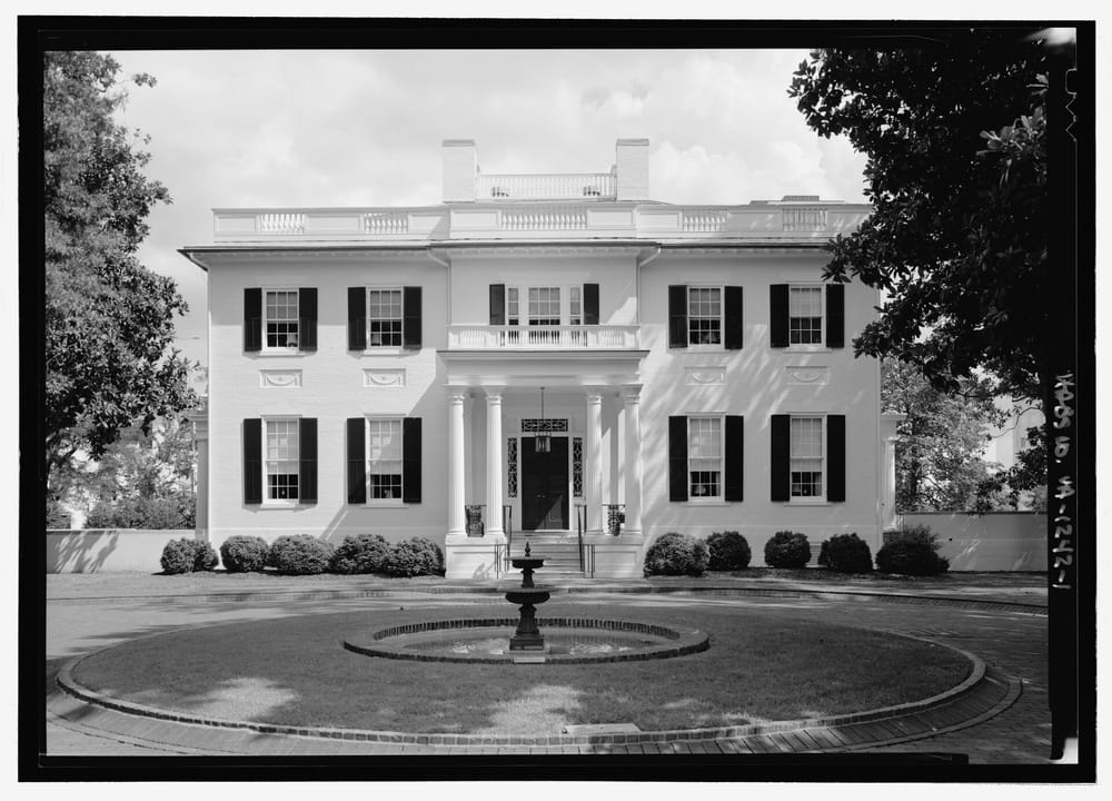 Formal HABS architectural photograph of the Executive Mansion's west (front) elevation, by longtime HABS photographer Jack Boucher.