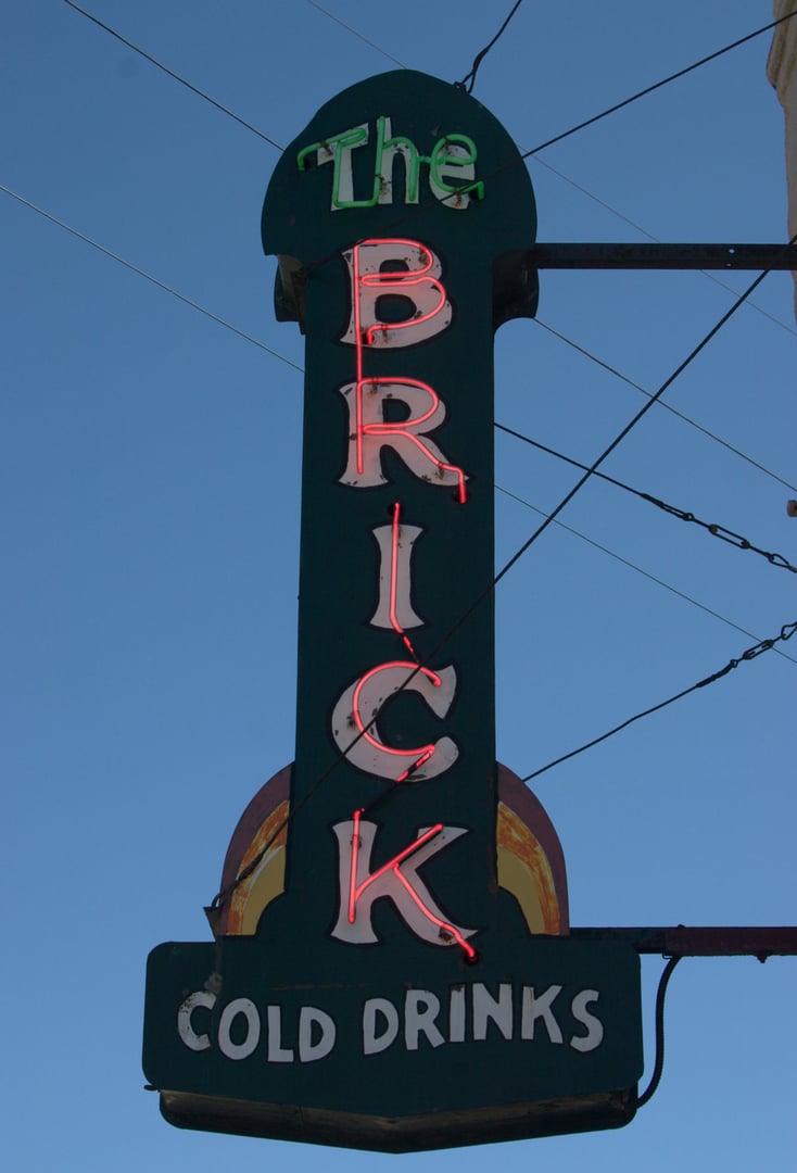 Neon sign for The Brick tavern (Brick Tavern) in Roslyn, Washington, an 1889 saloon featured in Northern Exposure
