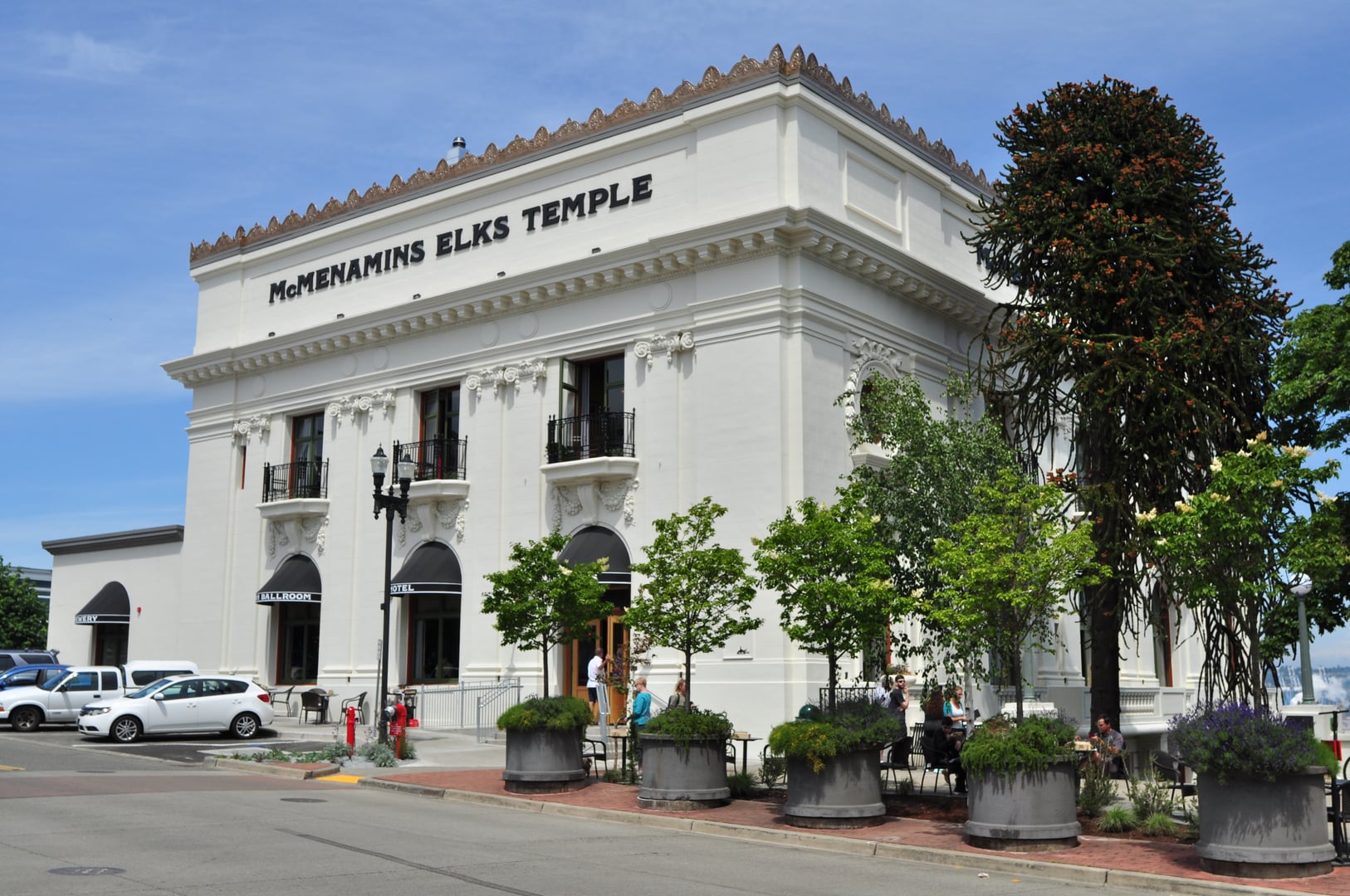 Exterior of the McMenamins Elks Temple at 565 Broadway in downtown Tacoma, Washington