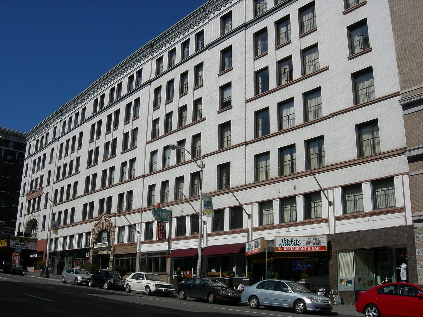 The 1907 Moore Theatre and Hotel at 2nd Avenue and Virginia Street in downtown Seattle, the city's oldest still-operating theater.