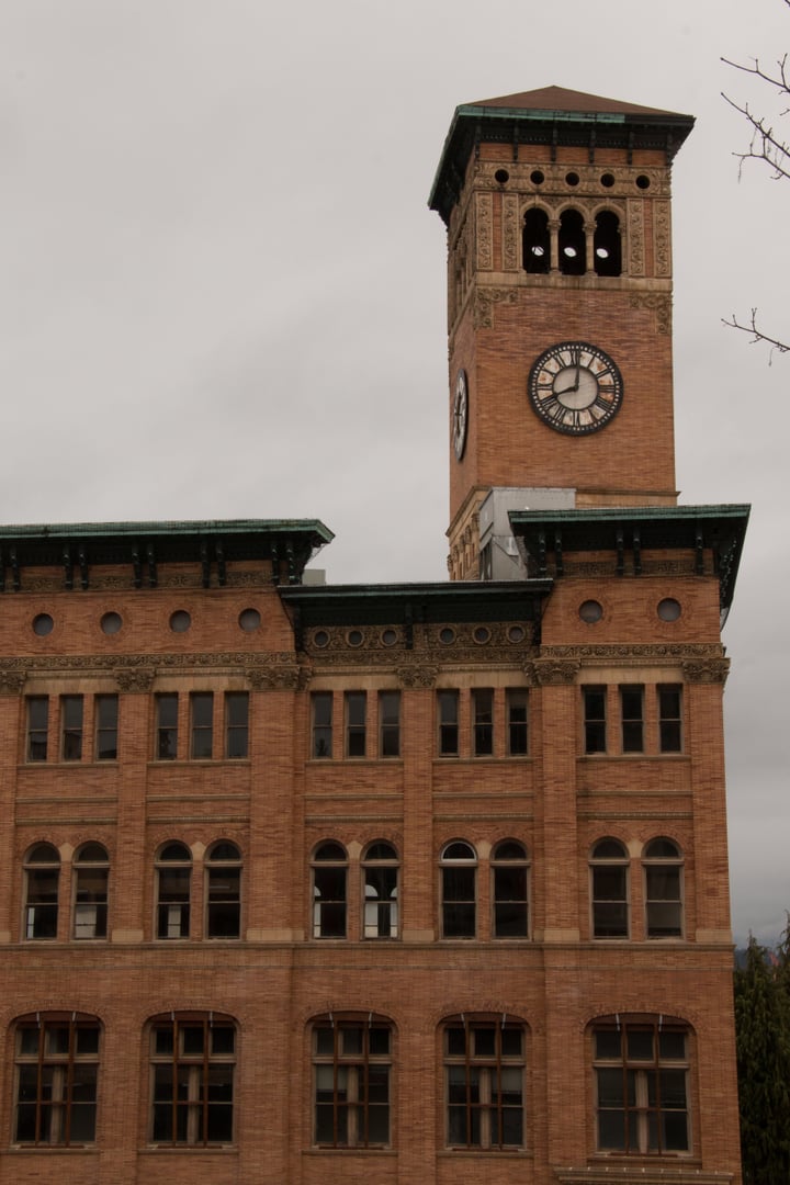 Old City Hall Tacoma at 950 Pacific Avenue — 1893 Italian Renaissance Revival building with clock tower in downtown Tacoma, Washington