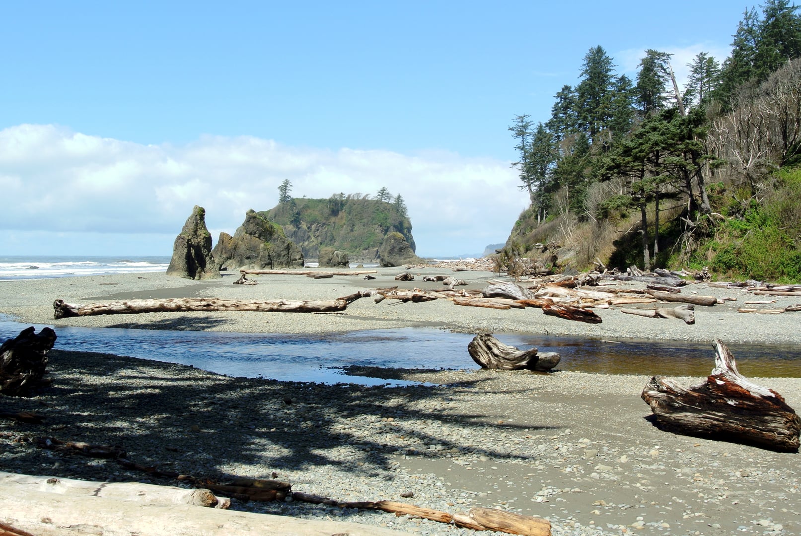 Cedar Creek and Abbey Island from Ruby Beach in Olympic National Park, Washington — Pacific coastline of the Olympic Peninsula