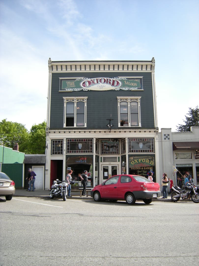 Exterior of the Oxford Saloon at 913 First Street in historic downtown Snohomish, Washington