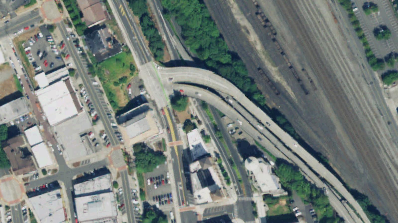 Aerial survey view of Old City Hall Annex (Former Tacoma Police Station & Jail)