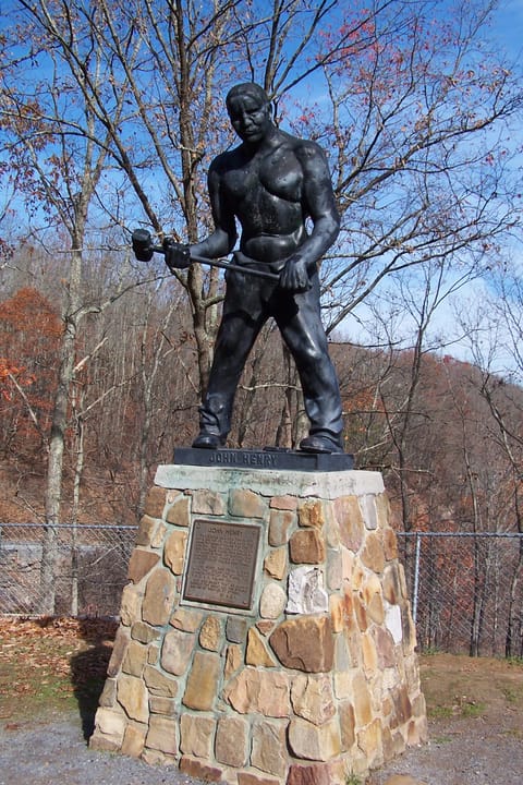 Here is a statue of the famous folk hero John Henry. The statue is in a small park/overlook far above the CSX Big Bend tunnel. Travel along WV Routes 63, 12 and 3 between This sign explains the tunnel that is far below the John Henry overlook. Travel along WV Routes 63, 12 and 3 between Ronceverte a