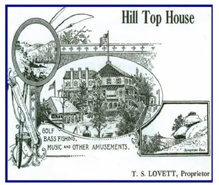 Historic 1893 photograph of the Hill Top House Hotel perched on a cliff above Harpers Ferry, West Virginia — the founding-era image of the Black-owned hotel
