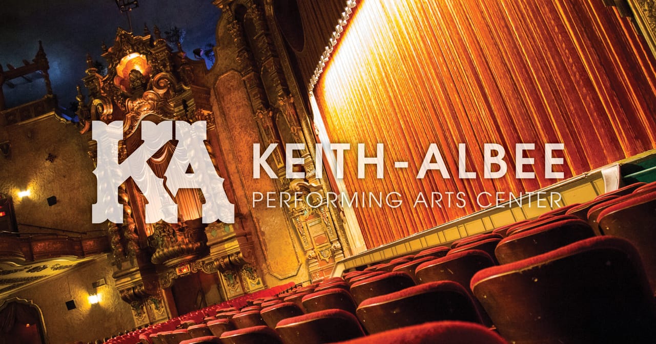 Keith-Albee Performing Arts Center historic theater illuminated at night in Huntington West Virginia