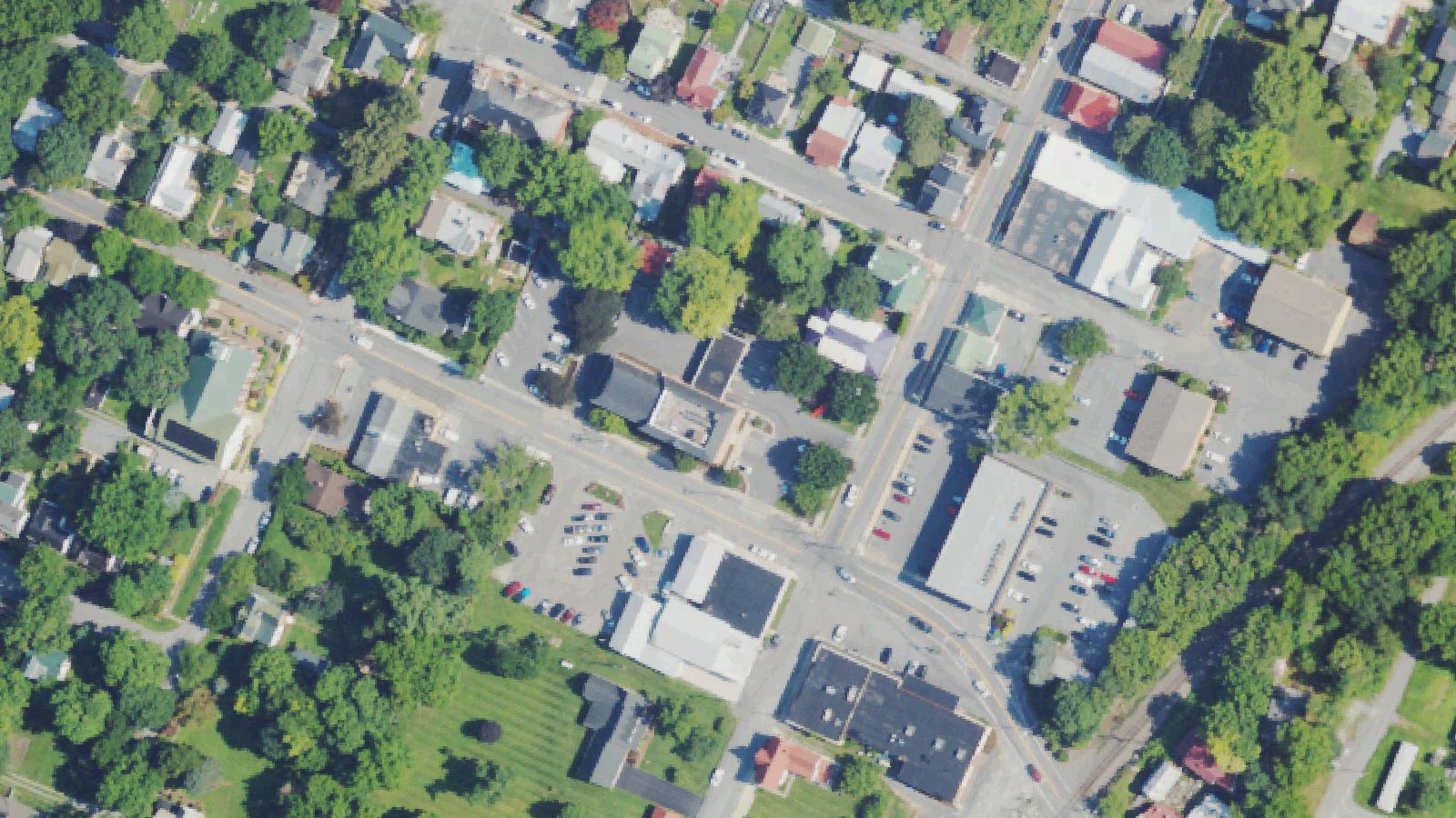 Aerial survey view of Miller Hall, Shepherd University