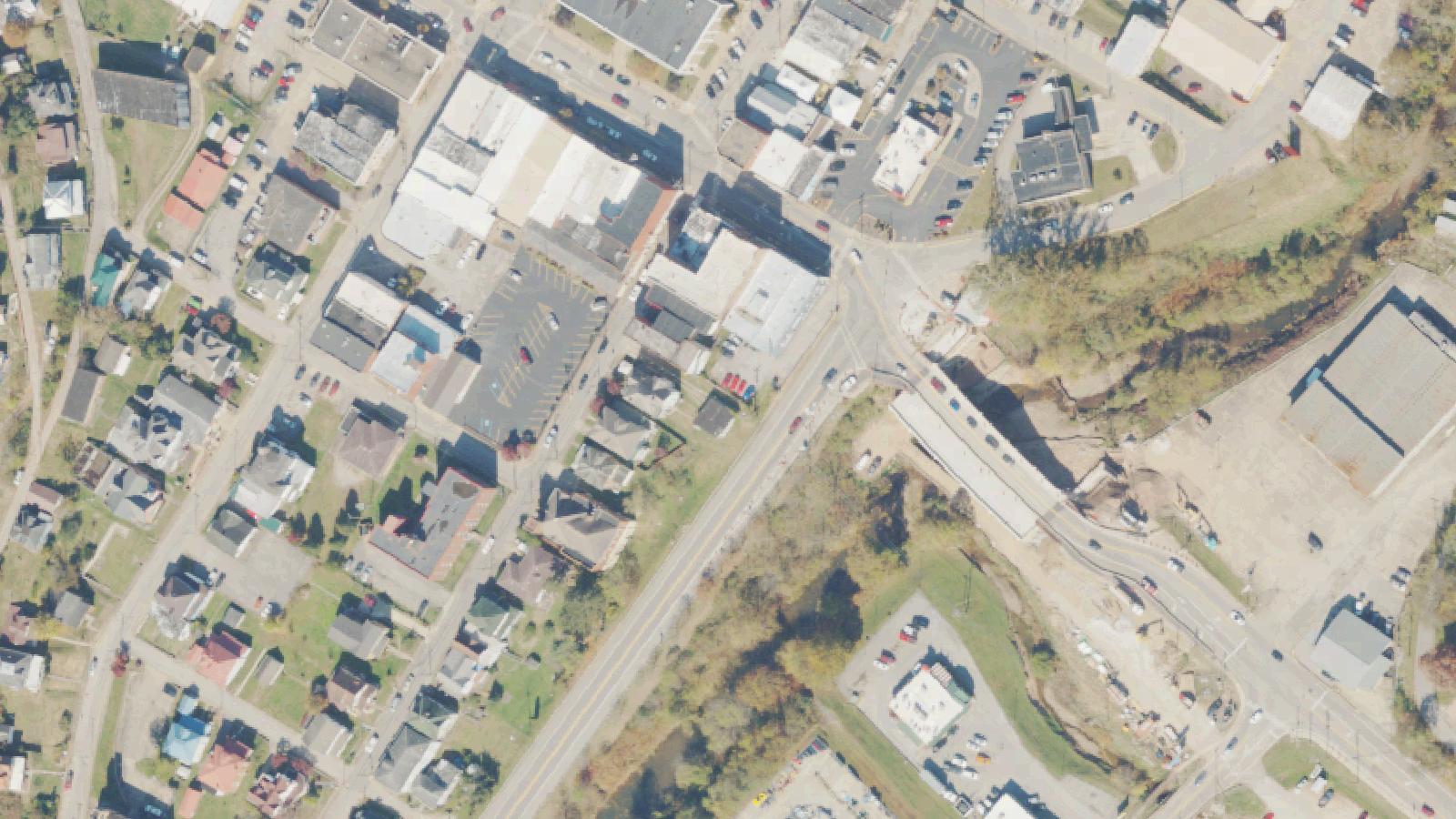 Aerial survey view of Mountains near Spencer