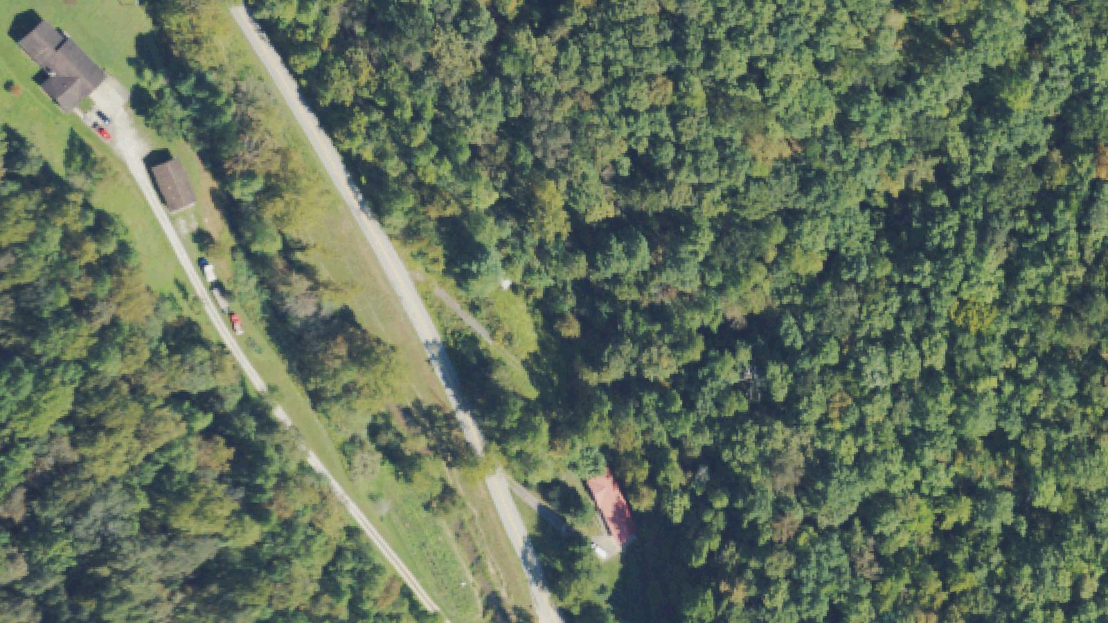Aerial survey view of Spry-Lambert Family Cemetery at Dry Branch Hollow