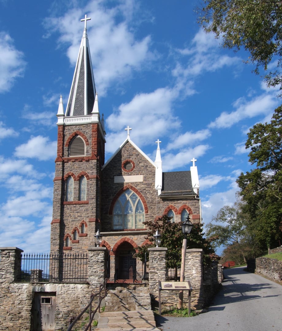 St. Peter's Roman Catholic Church on its hilltop above Lower Town Harpers Ferry, West Virginia
