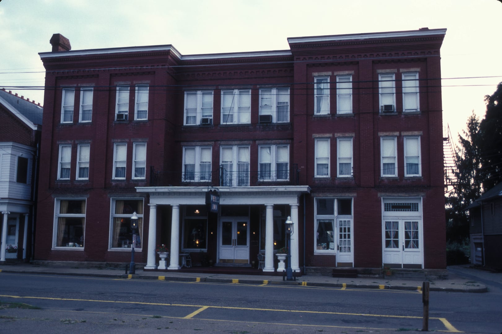 The Wells Inn historic 1894 brick hotel with two-story verandah, Sistersville, West Virginia