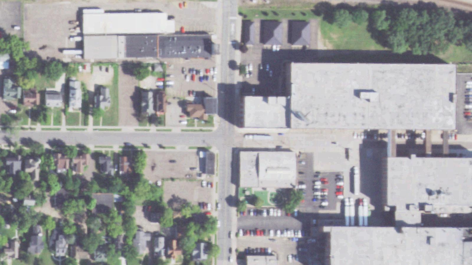 Aerial survey view of Banbury Place (Former Gillette Safety Tire / Uniroyal Factory)
