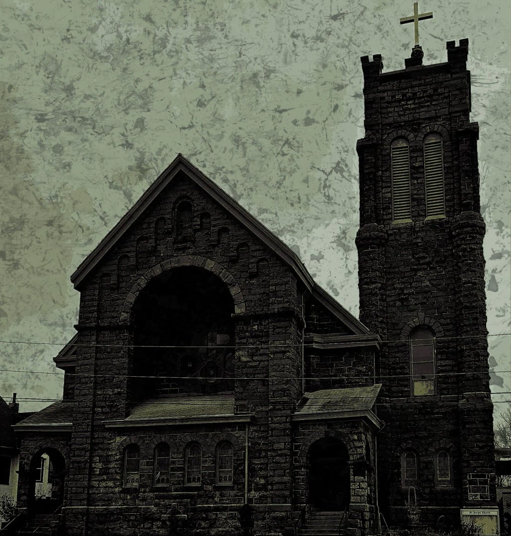 Exterior of the Berlin Sanctuary church complex in Berlin, Wisconsin, featuring the 1908 church building