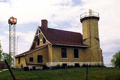 Chambers Island Lighthouse in Door County, Wisconsin, seen from the island grounds