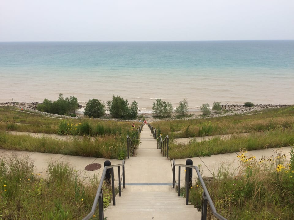 Concordia University, Mequon, Wisconsin.  Shoreline of Lake Michigan.  August 2018.