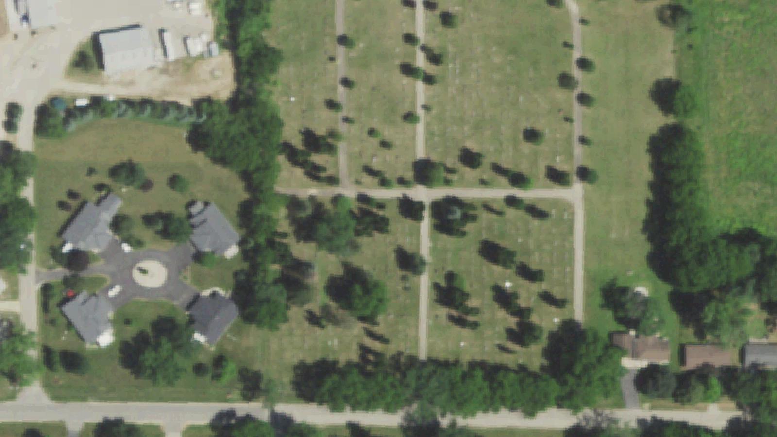 Aerial survey view of Dartford Cemetery